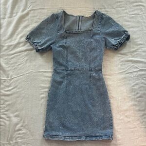 entro Light Blue Denim Dress with Square Neck